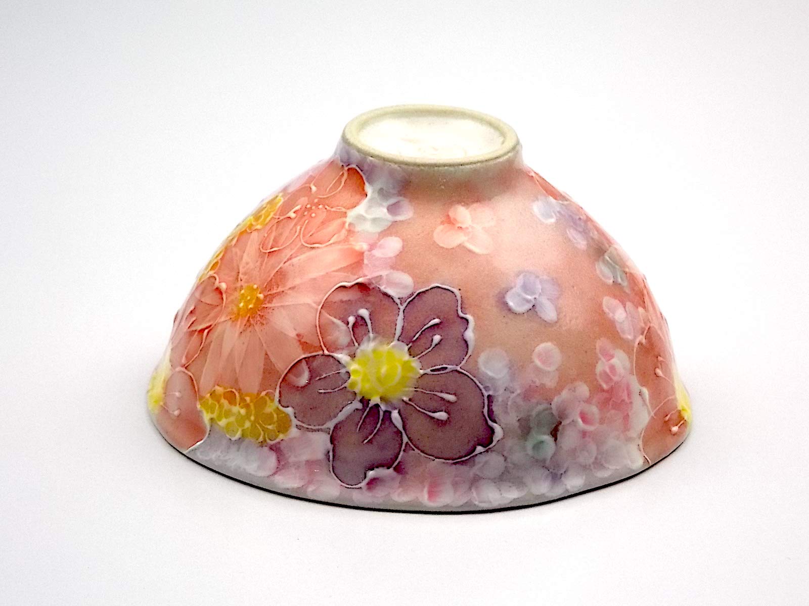 Amazon | 工房ゆずりは 紅彩花間取 飯碗 (ご飯茶碗) 手造り 手描き